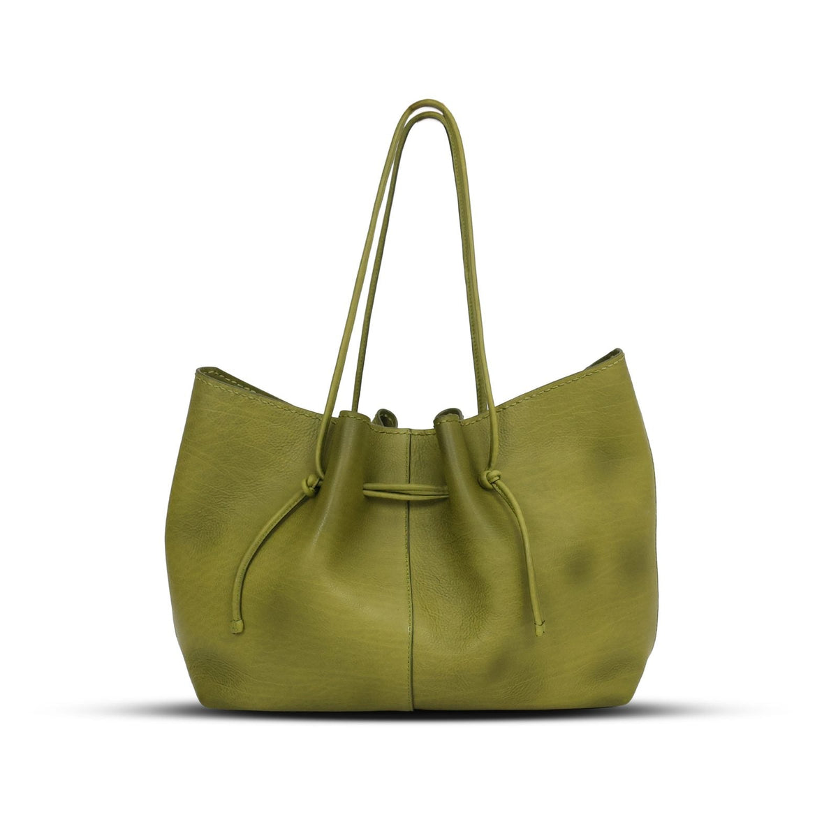 Boat Bag Medium in Olive leather — front view
