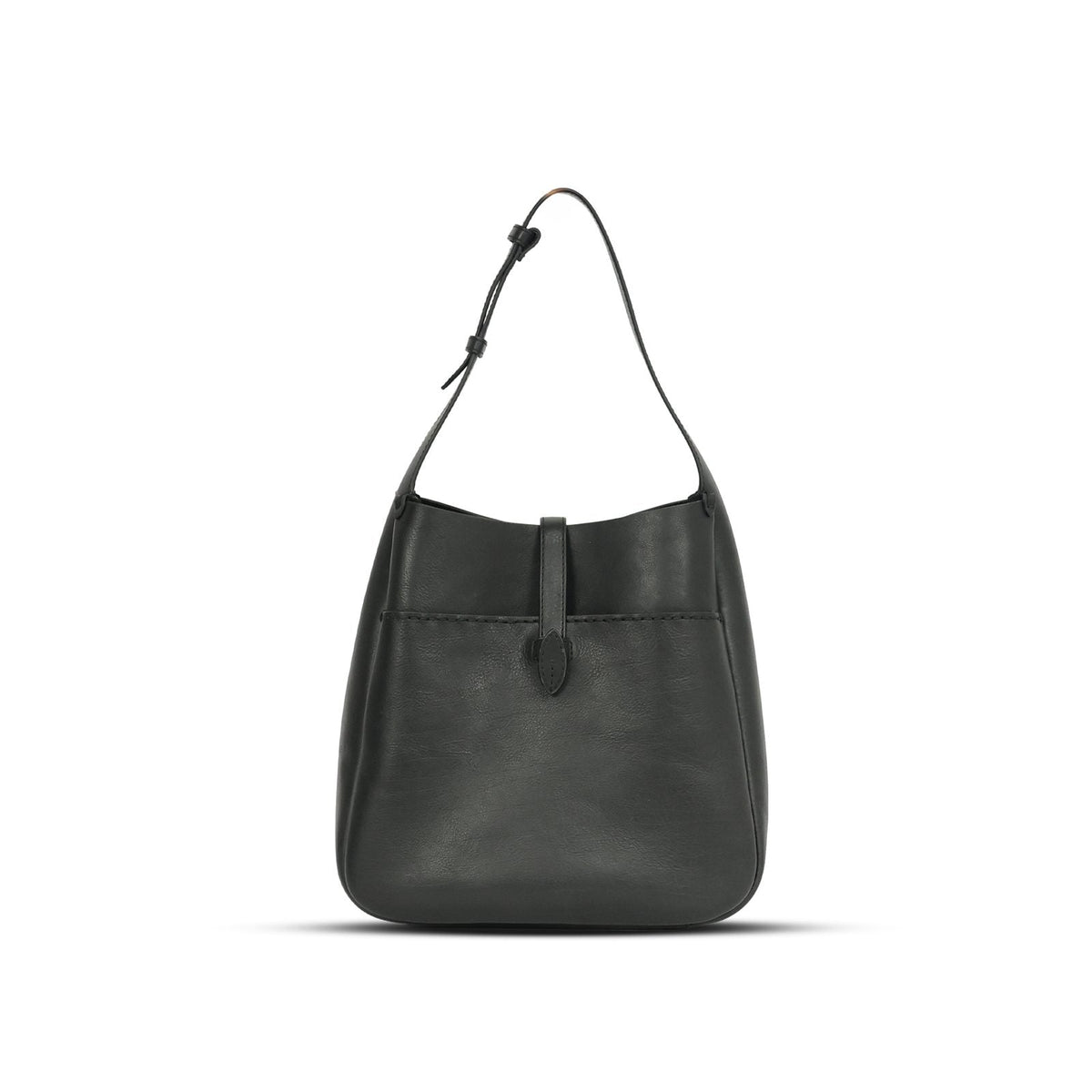 Everyday Sling Medium in Black leather — front view