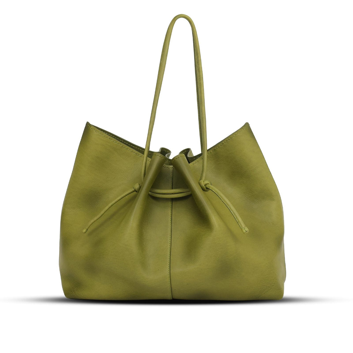 Boat Bag Large in Olive leather — front view