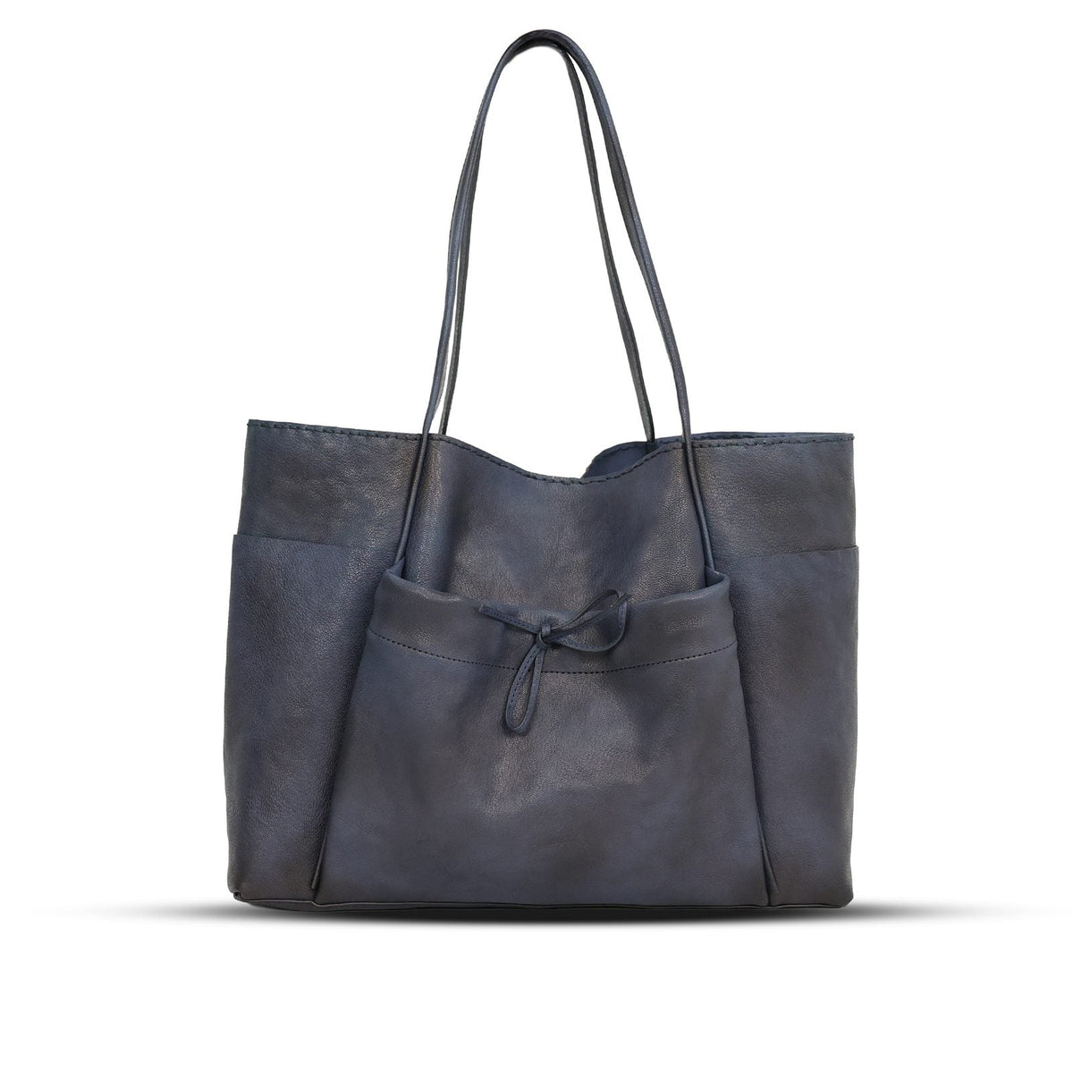 Day Bag Large in French Navy leather — front view