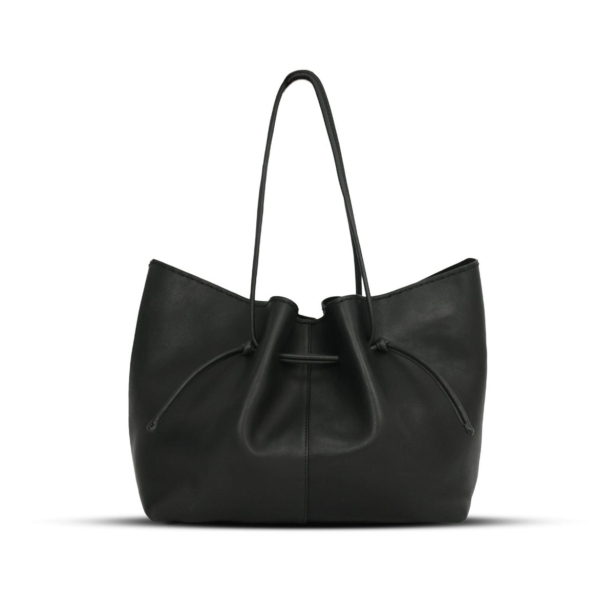 Boat Bag Medium in Black leather — front view