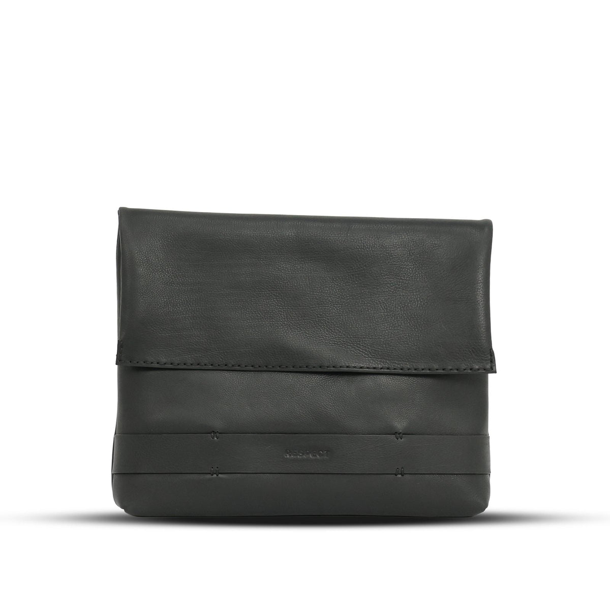 Laptop Case in Black leather — front view