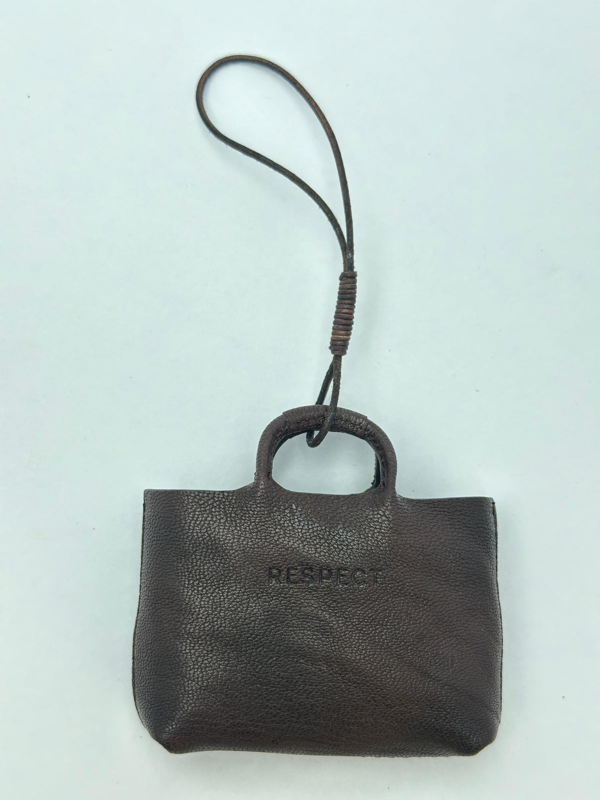 Mini Charm in Testa di Moro leather — front view
