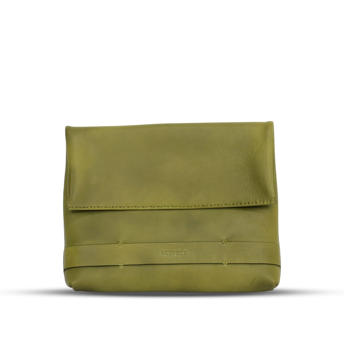 Laptop Case in Olive leather — front view