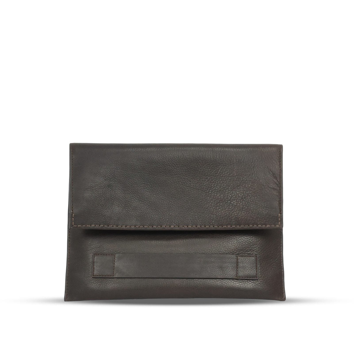 Laptop Case in Testa di Moro leather — front view