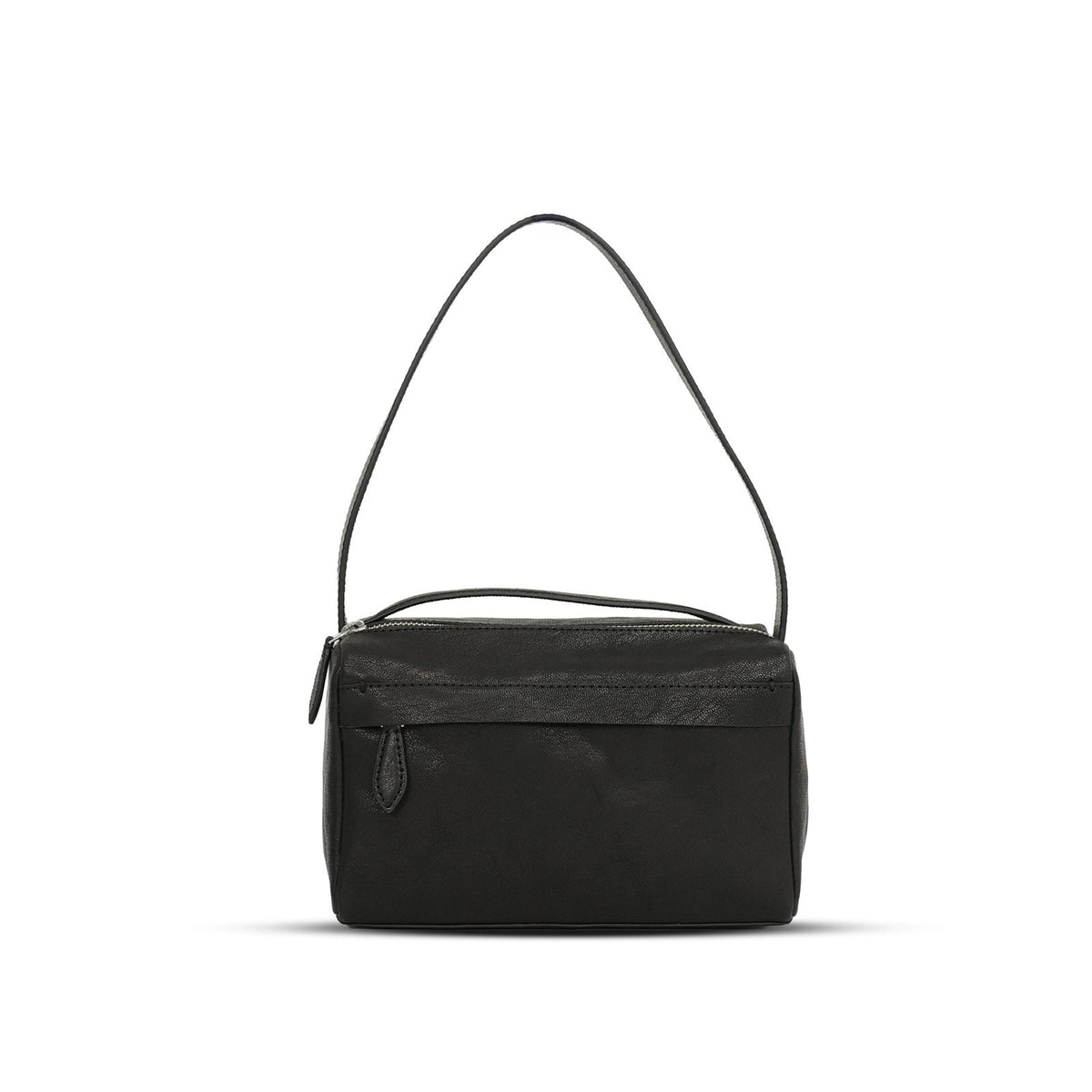 Evening Bag in Black leather — front view