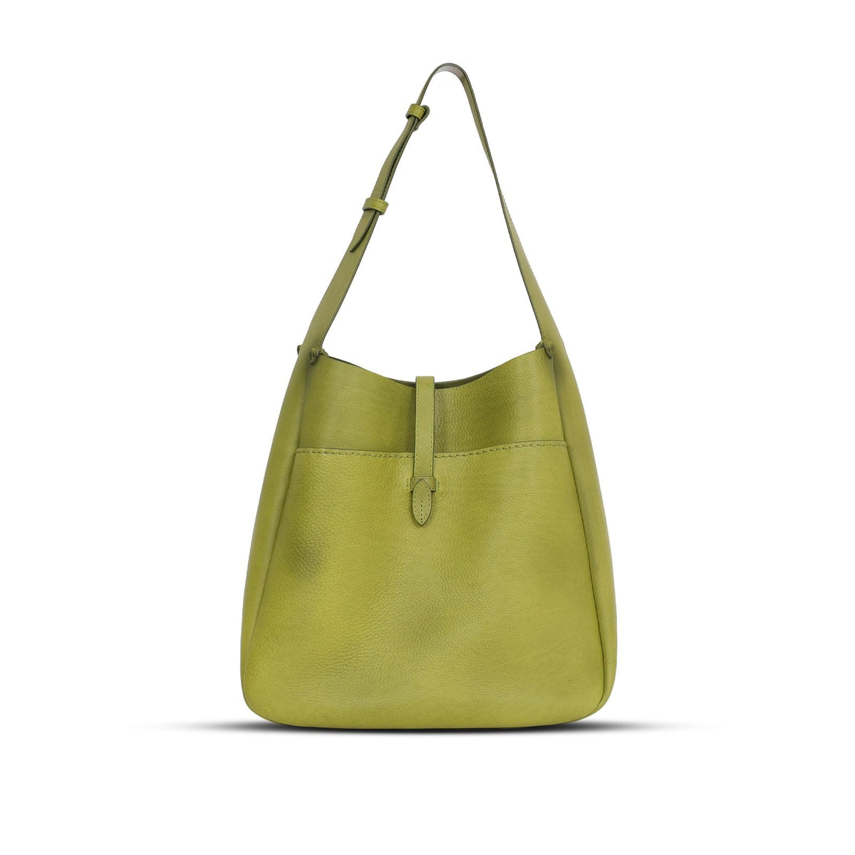 Everyday Sling Large in Olive leather — front view