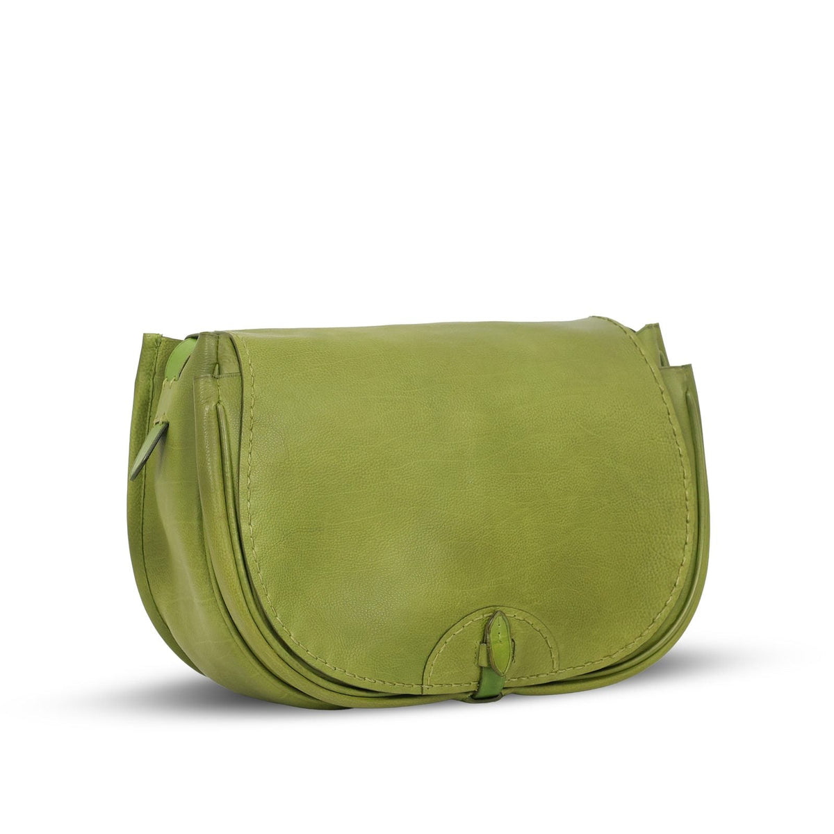 City Bag Medium in Olive leather — three-quarter view