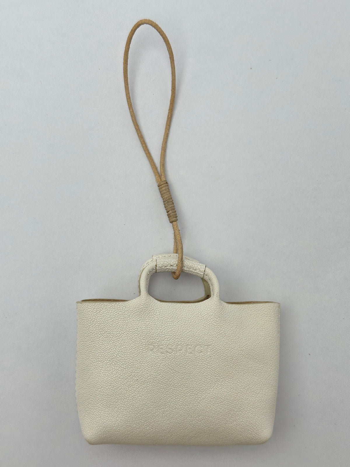 Mini Charm in Moonstone leather — front view